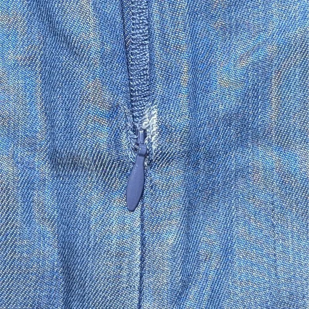 Club Monaco 4 Blue Chambray Lyocell Wide Leg Cropped Jumpsuit Short Sleeve - Picture 13 of 13